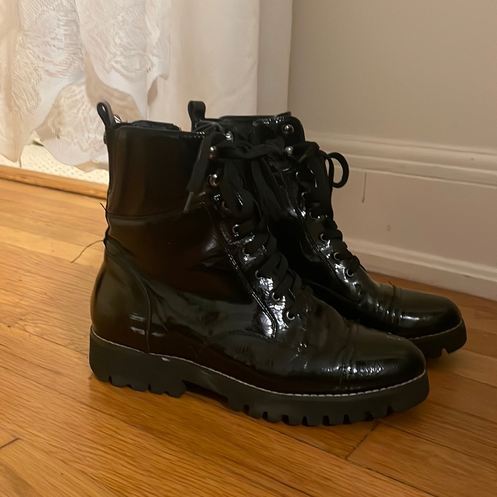 Patent Leather Combat Boots